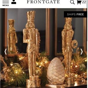 FRONTGATE SET of GILDED NUTCRACKERS